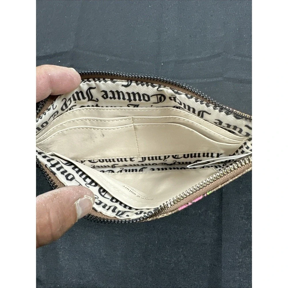 Juicy Couture Gothic Pink Bloom Brown Furget Me Not Wristlet